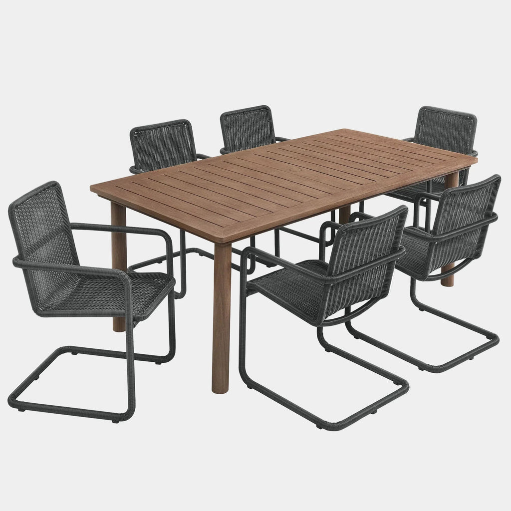 Abacus 7-Piece Rectangular Outdoor Patio Aluminum Dining Table Set