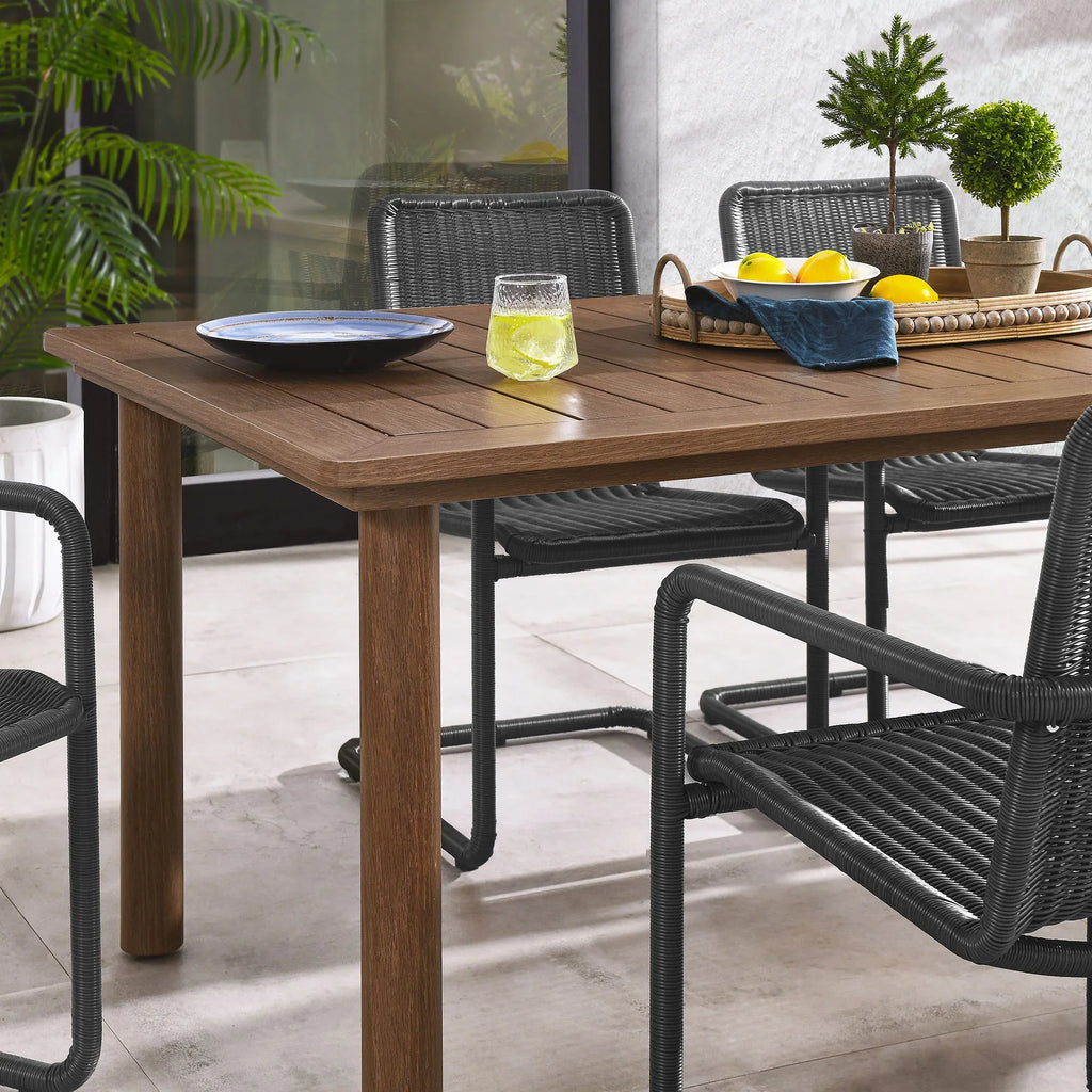Abacus 7-Piece Rectangular Outdoor Patio Aluminum Dining Table Set