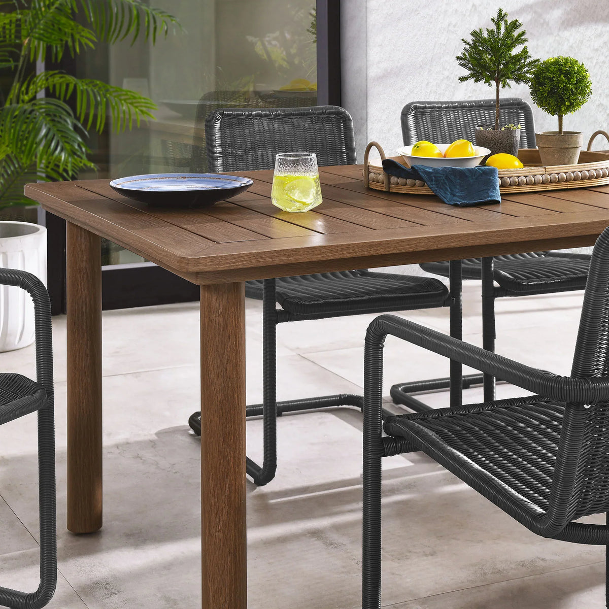 Abacus 7-Piece Rectangular Outdoor Patio Aluminum Dining Table Set