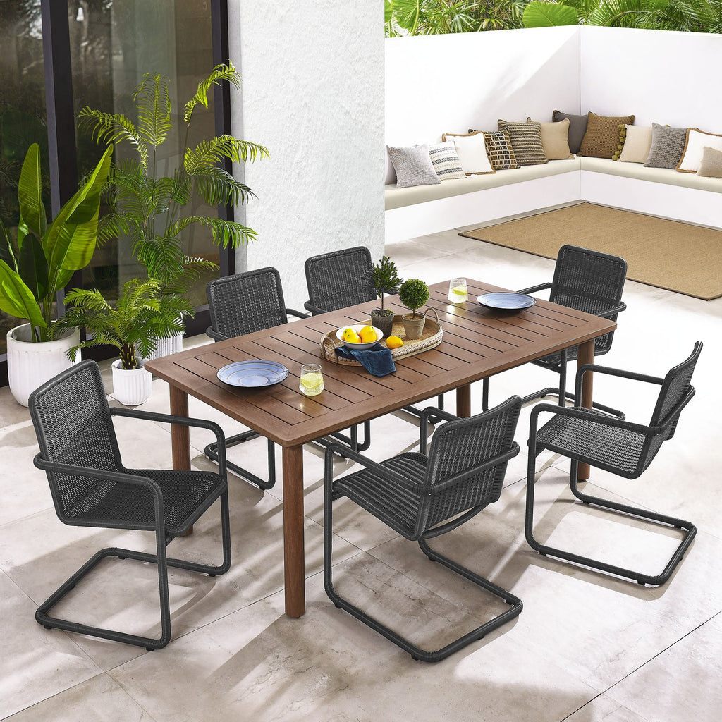 Abacus 7-Piece Rectangular Outdoor Patio Aluminum Dining Table Set