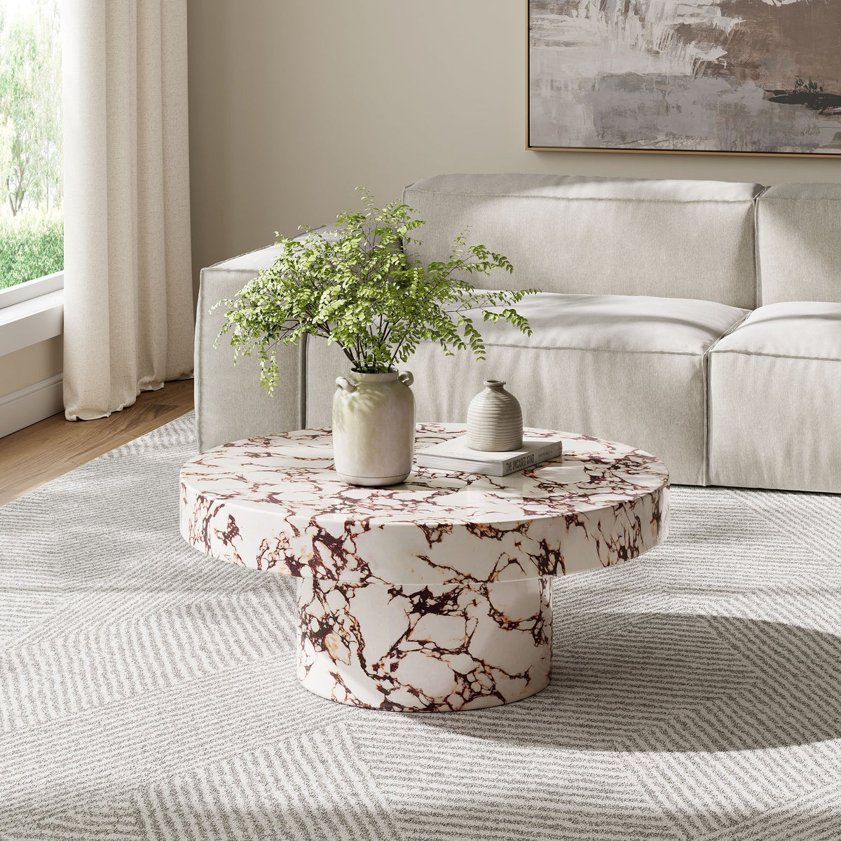 Alora Indoor - Outdoor Patio Concrete Round Coffee Table