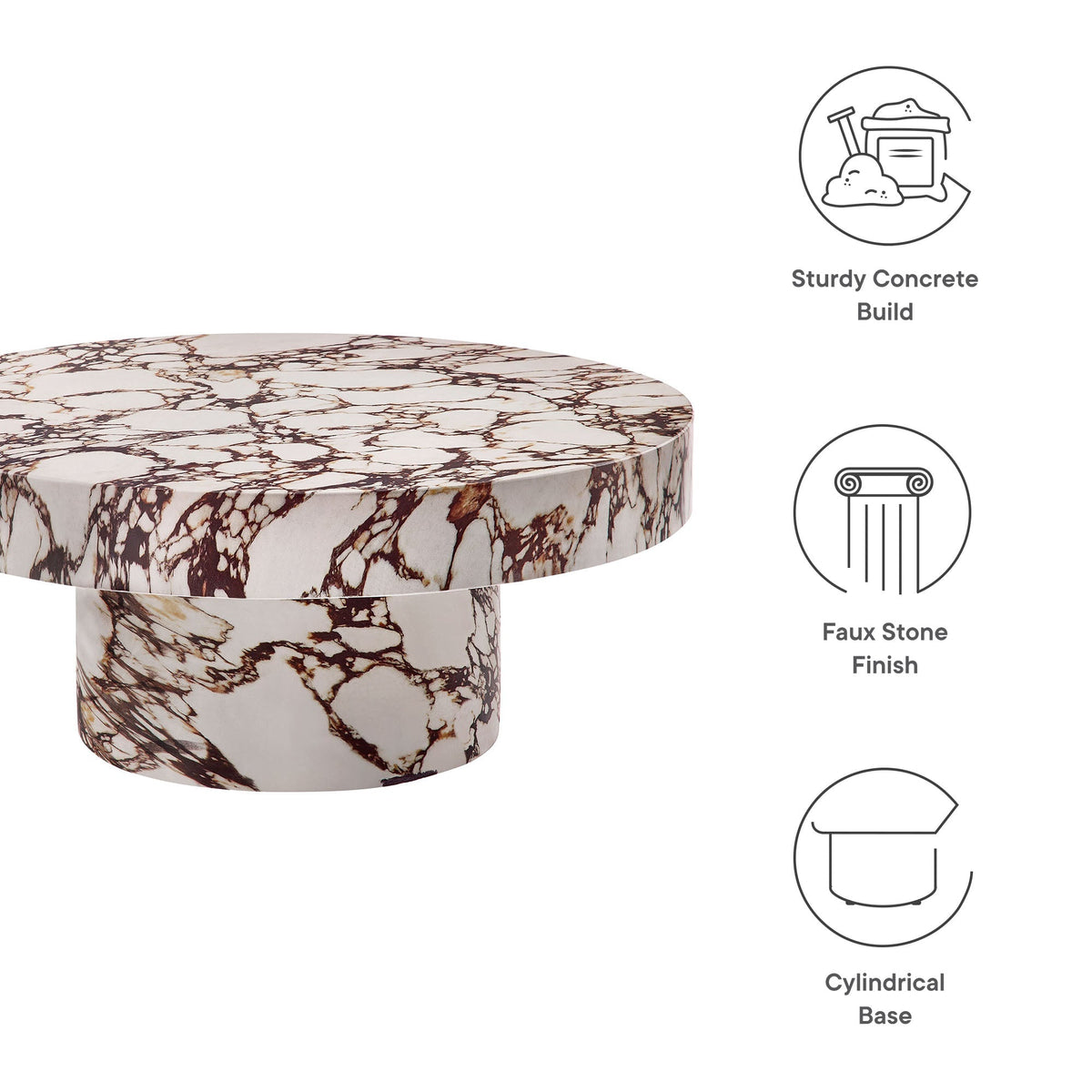 Alora Indoor - Outdoor Patio Concrete Round Coffee Table