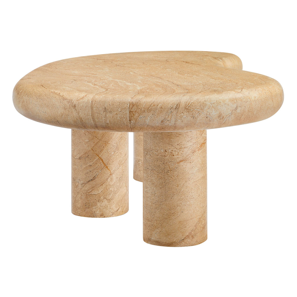 Elowen Indoor - Outdoor Textured Faux Travertine Coffee Table