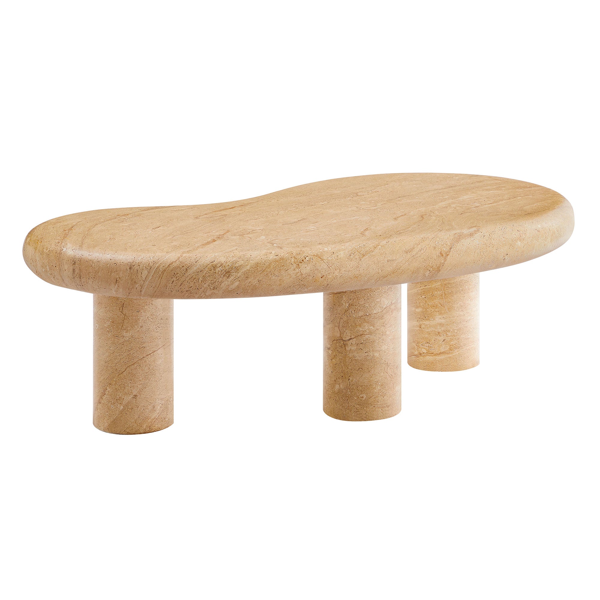Elowen Indoor - Outdoor Textured Faux Travertine Coffee Table