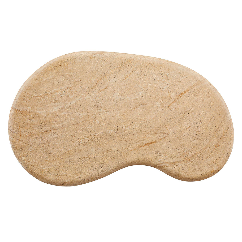 Elowen Indoor - Outdoor Textured Faux Travertine Coffee Table