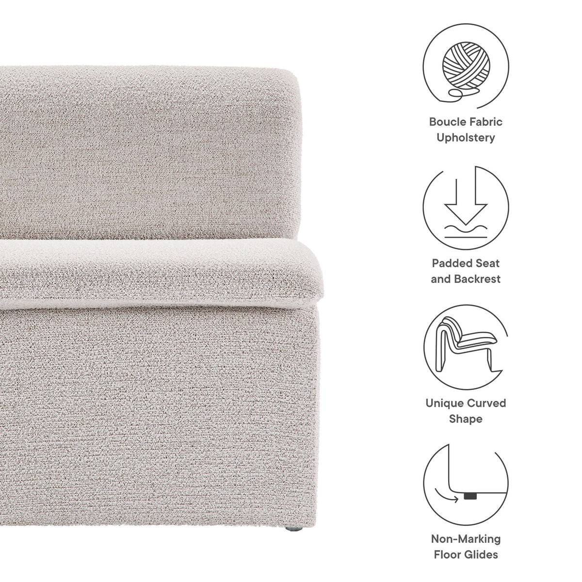 Lume Boucle Upholstered Armless Accent Chair