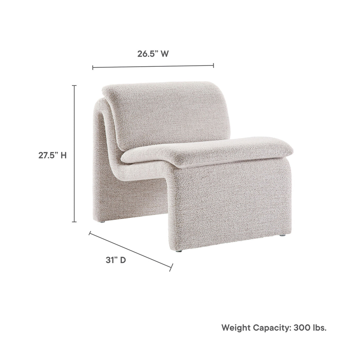 Lume Boucle Upholstered Armless Accent Chair