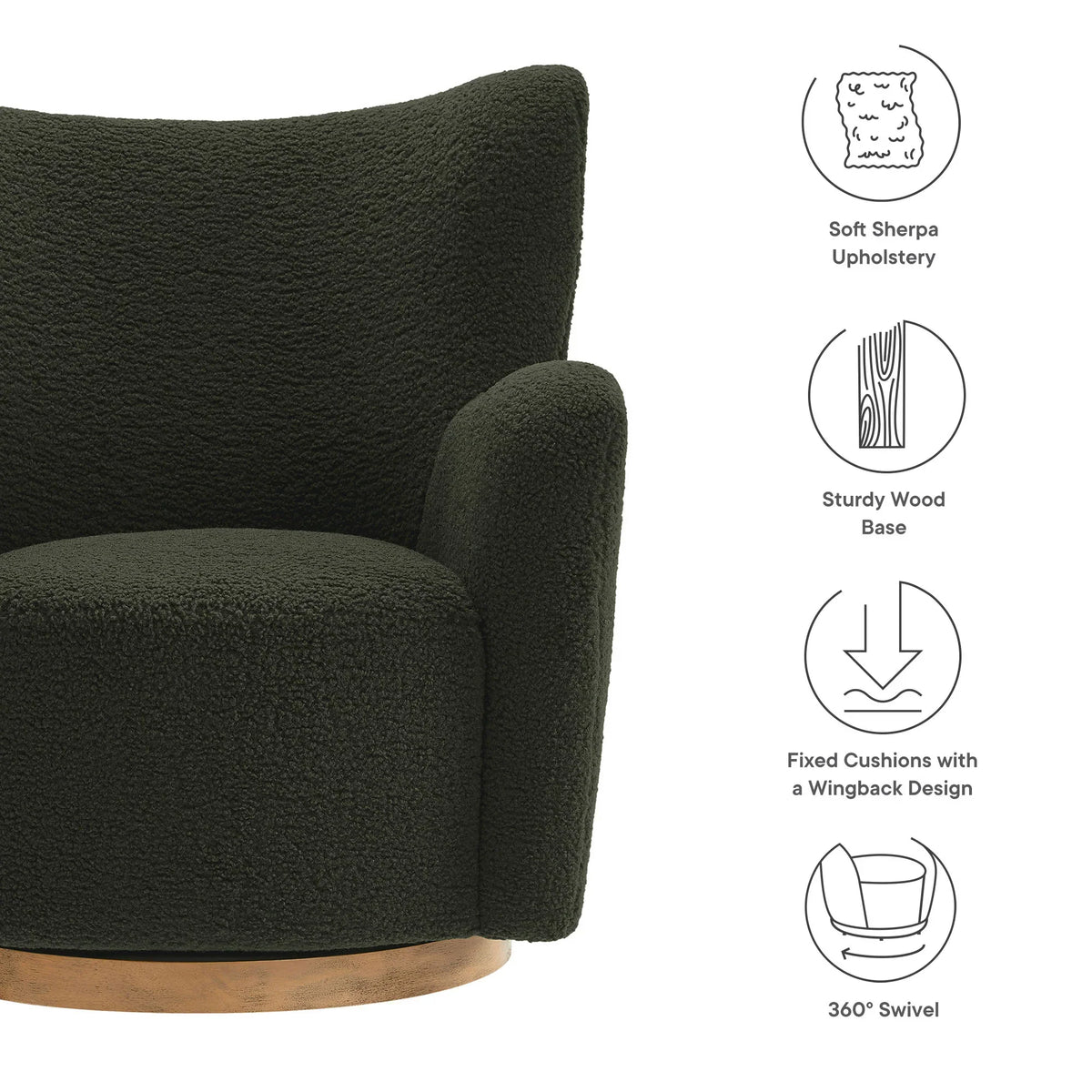 Montrose Wingback Sherpa Swivel Accent Chair