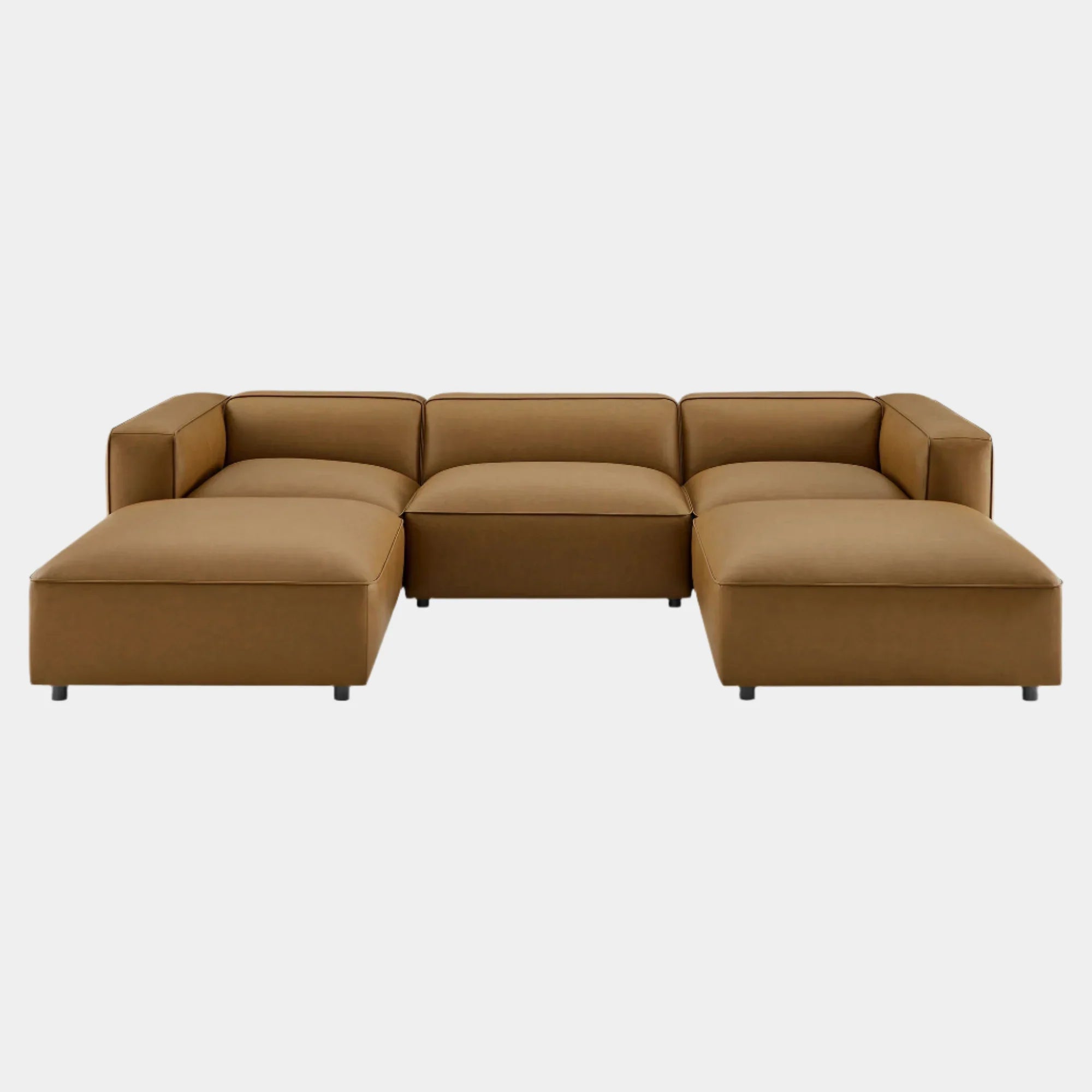 Auren 5-Piece Upholstered Vegan Leather Modular U-Shaped Sofa