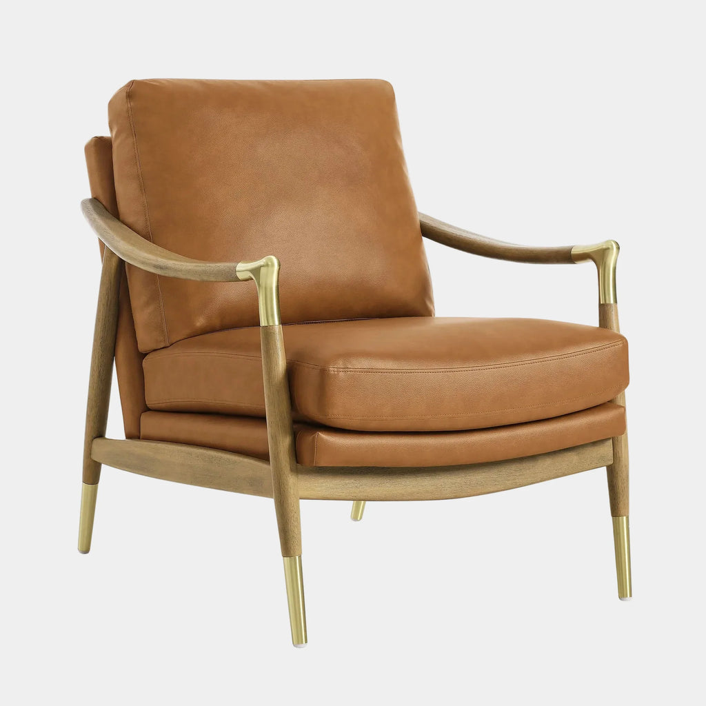 Langford Vegan Leather Accent Armchair in Tan Walnut