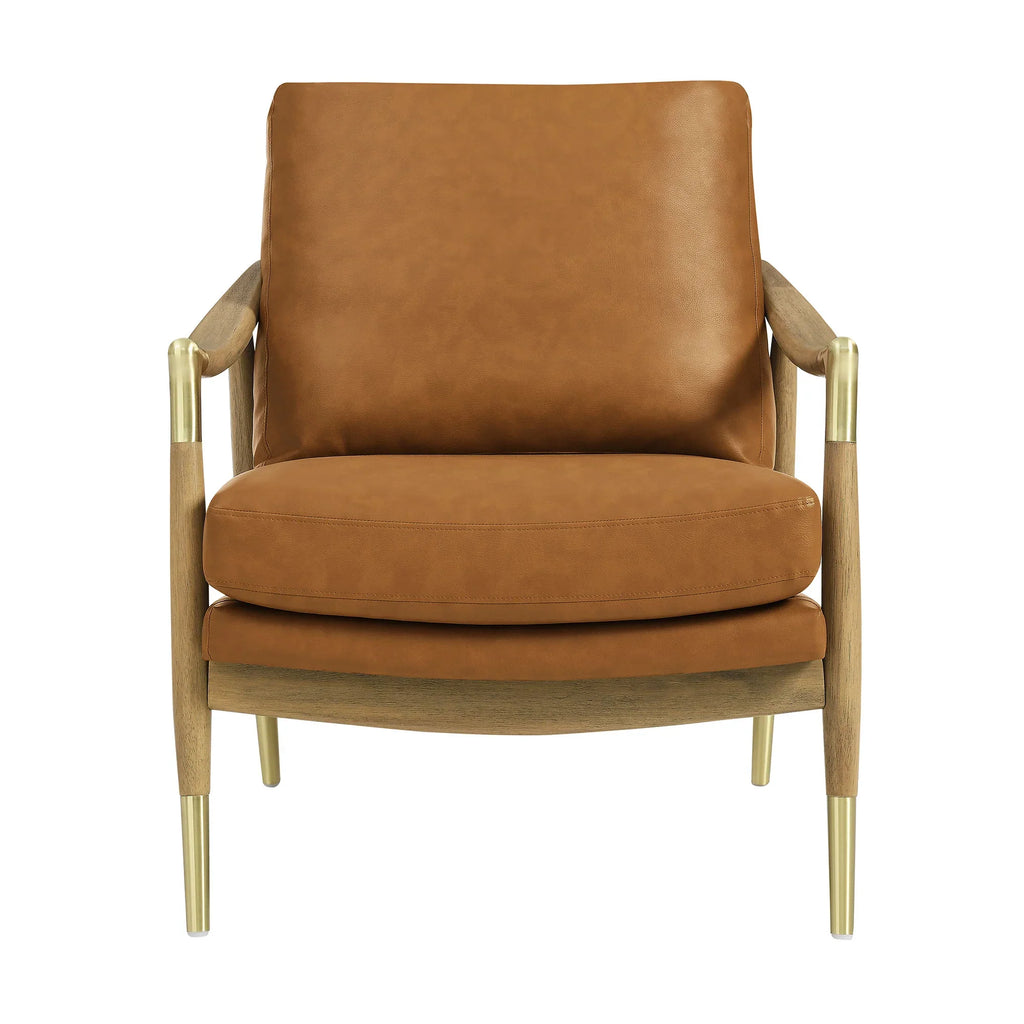 Langford Vegan Leather Accent Armchair in Tan Walnut