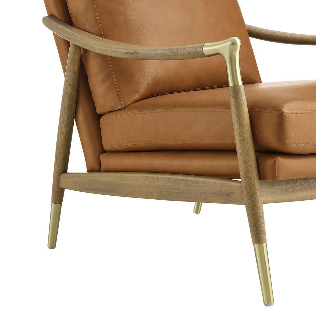 Langford Vegan Leather Accent Armchair in Tan Walnut