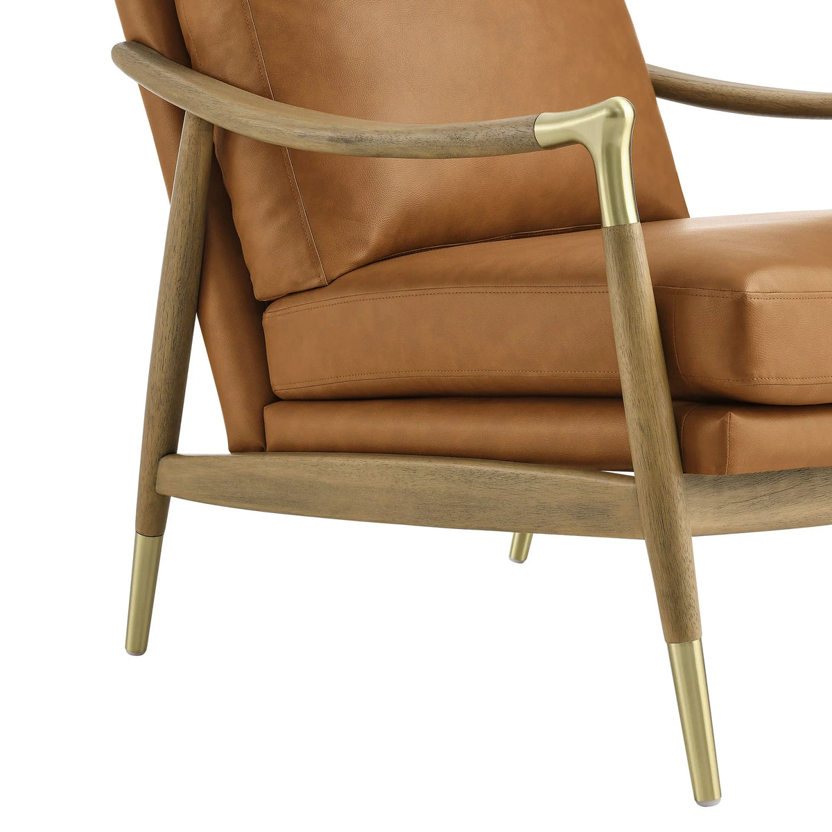 Langford Vegan Leather Accent Armchair in Tan Walnut