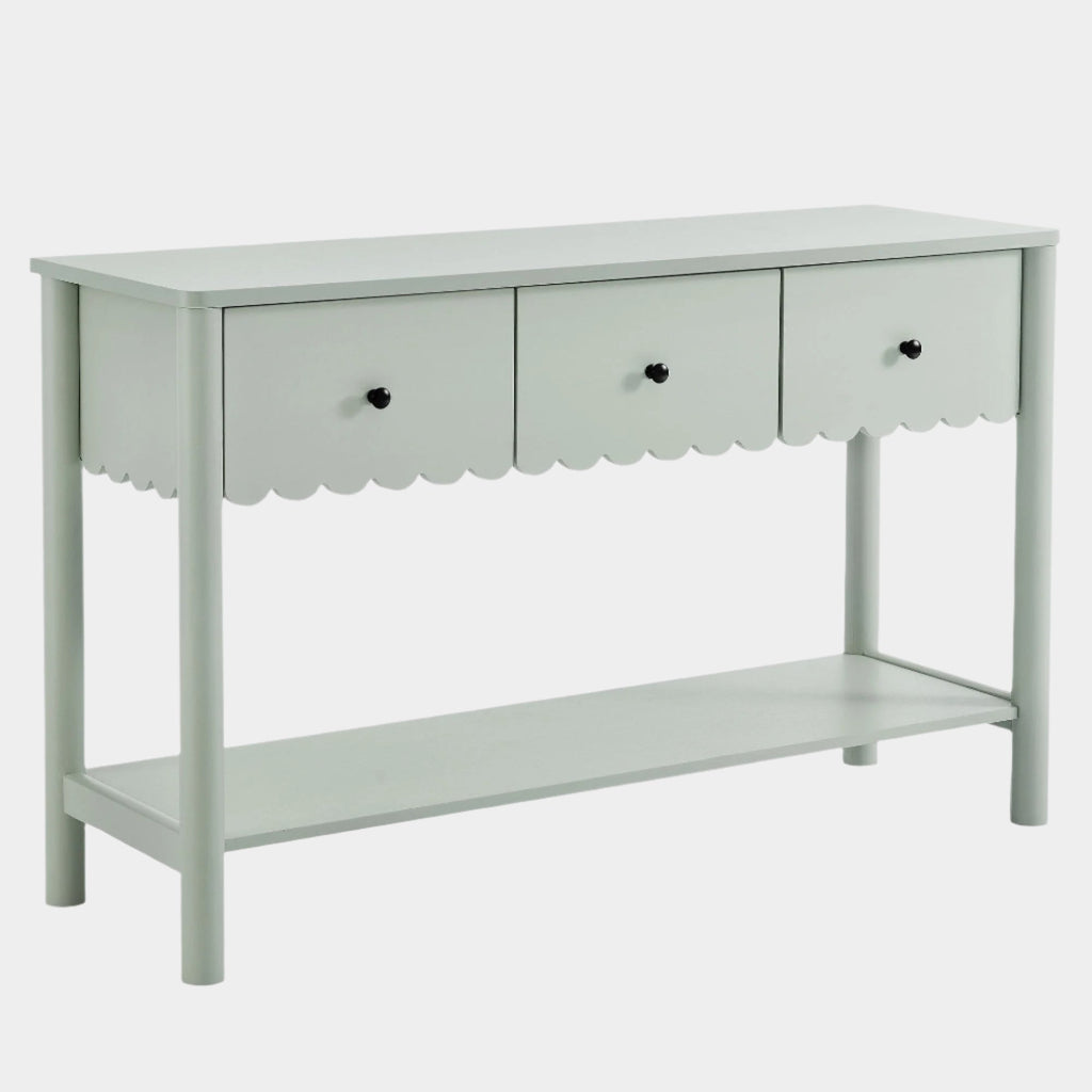 Emmeline 3-Drawer Scalloped Console Table