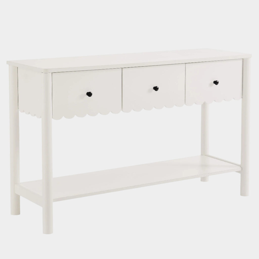 Emmeline 3-Drawer Scalloped Console Table
