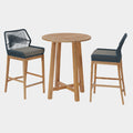 Wellspring 3-Piece Outdoor Patio Teak Wood Bar Set