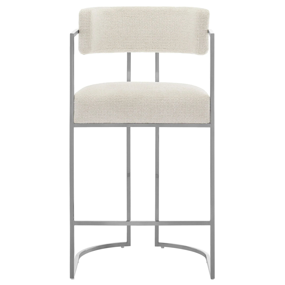 Huron Curved Back Fabric and Metal Counter Stool