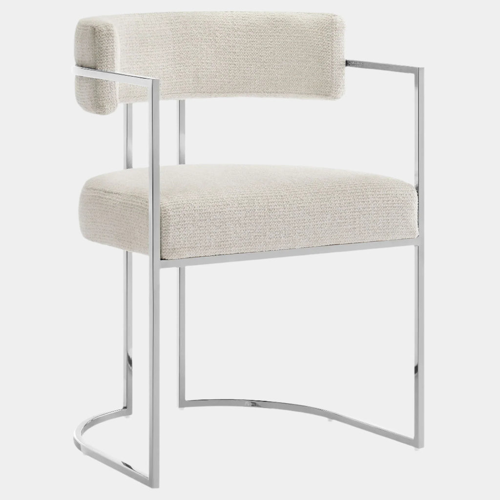 Huron Curved Back Fabric and Metal Dining Accent Chair