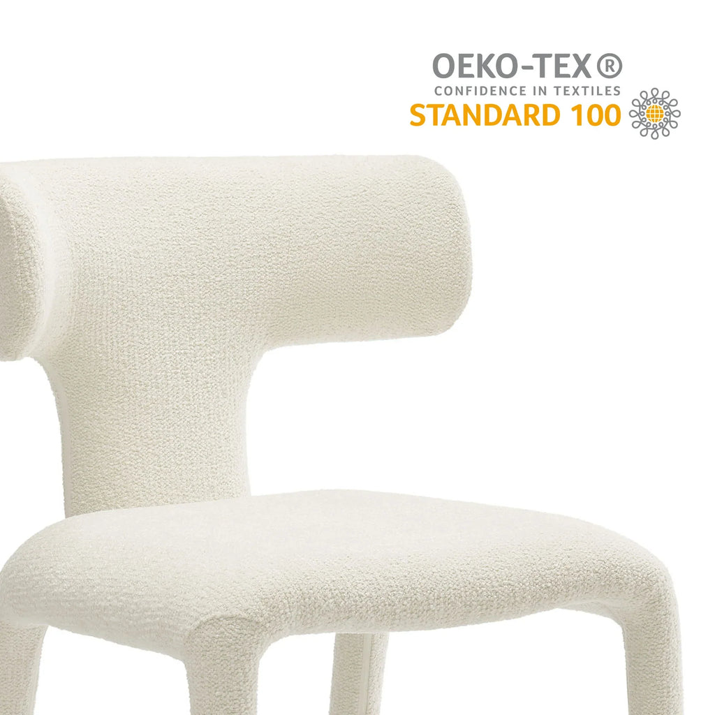 Stellan Curved Back Boucle Upholstered Dining Chair Set of Two