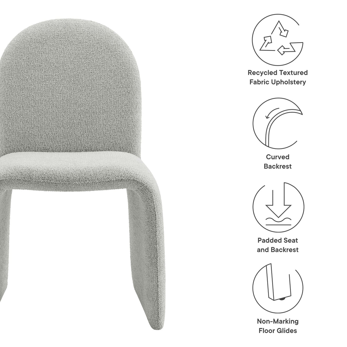 Junia Boucle Upholstered Arch Armless Dining Chair