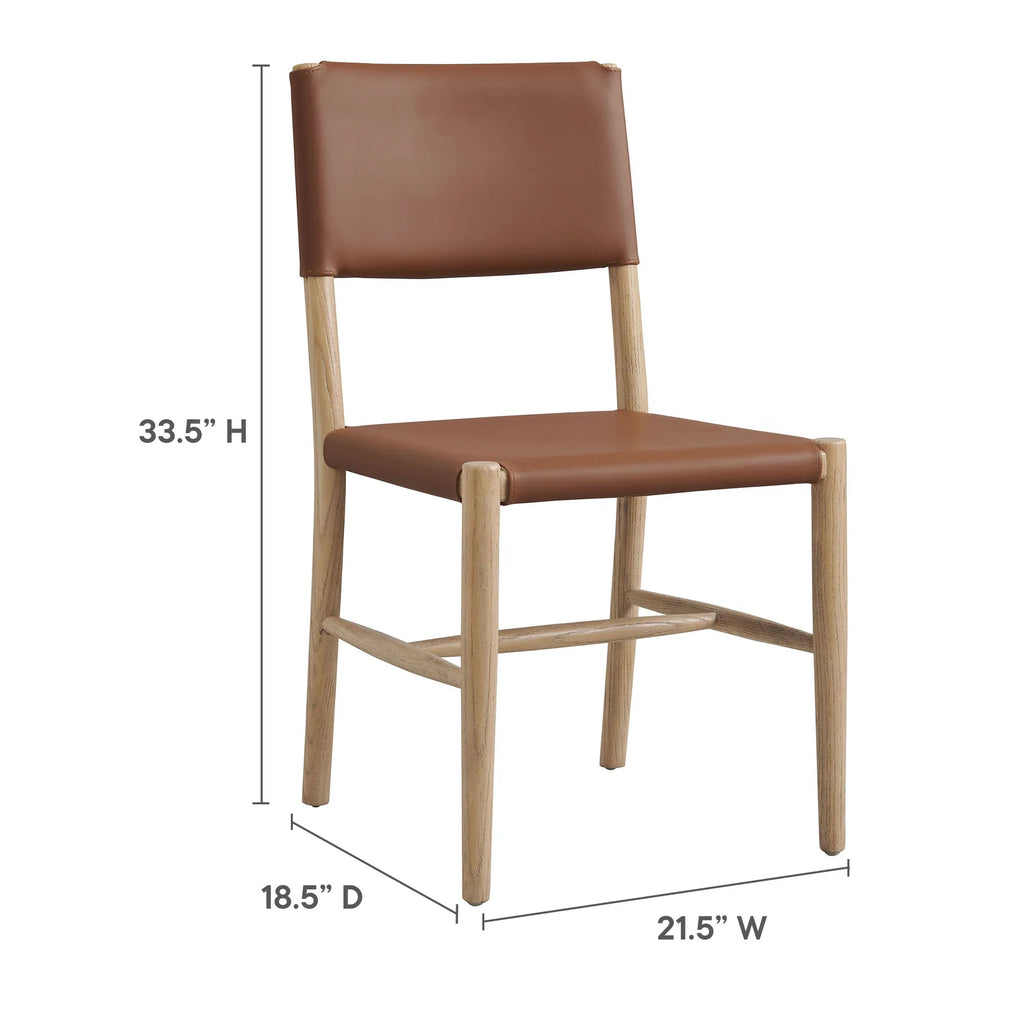 Dover Wood Vegan Leather Dining Side Chairs Set of 2