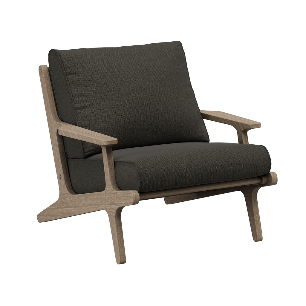 Saratoga Outdoor Patio Teak Wood Chair and Ottoman Set in Weathered