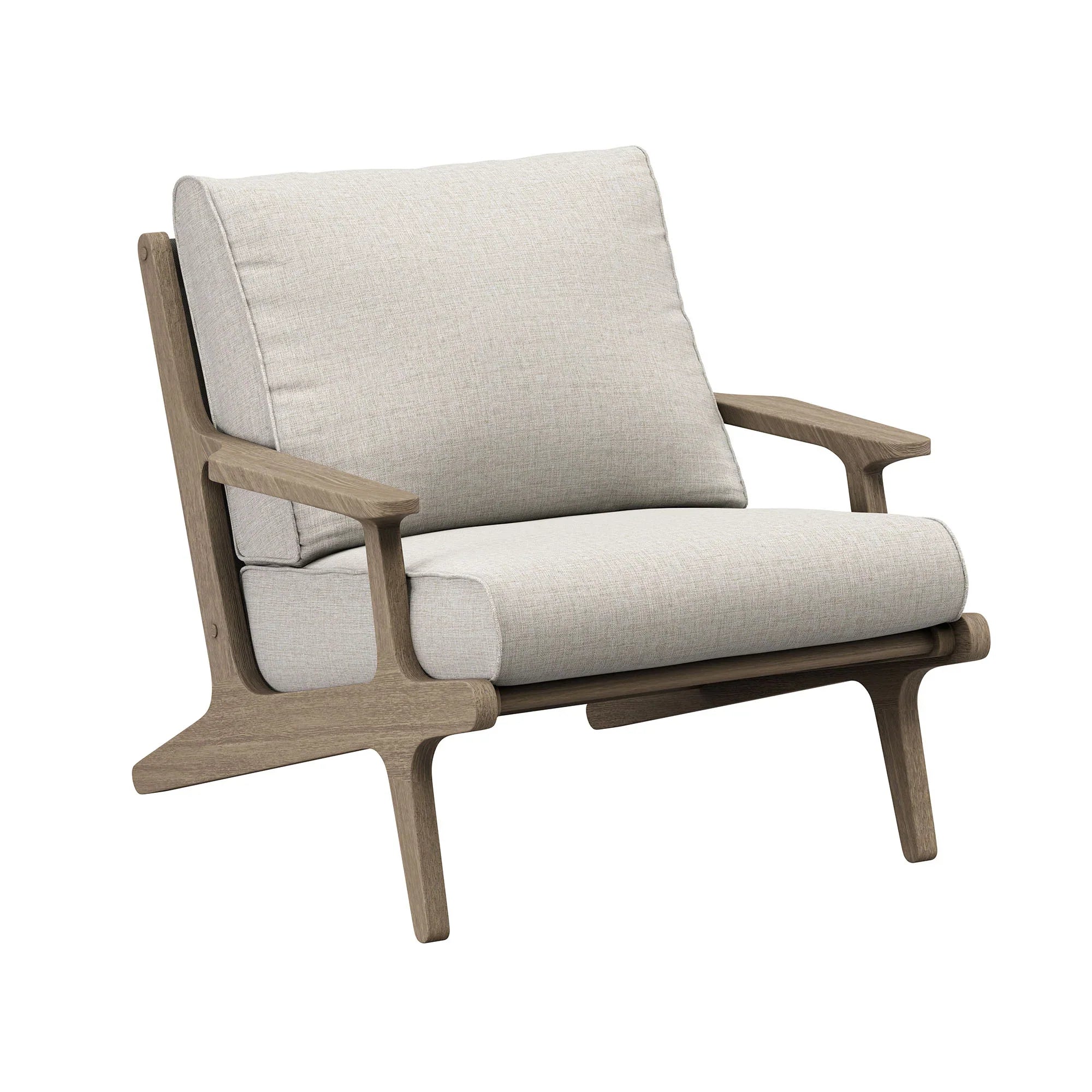 Saratoga Outdoor Patio Teak Wood Chair and Ottoman Set in Weathered