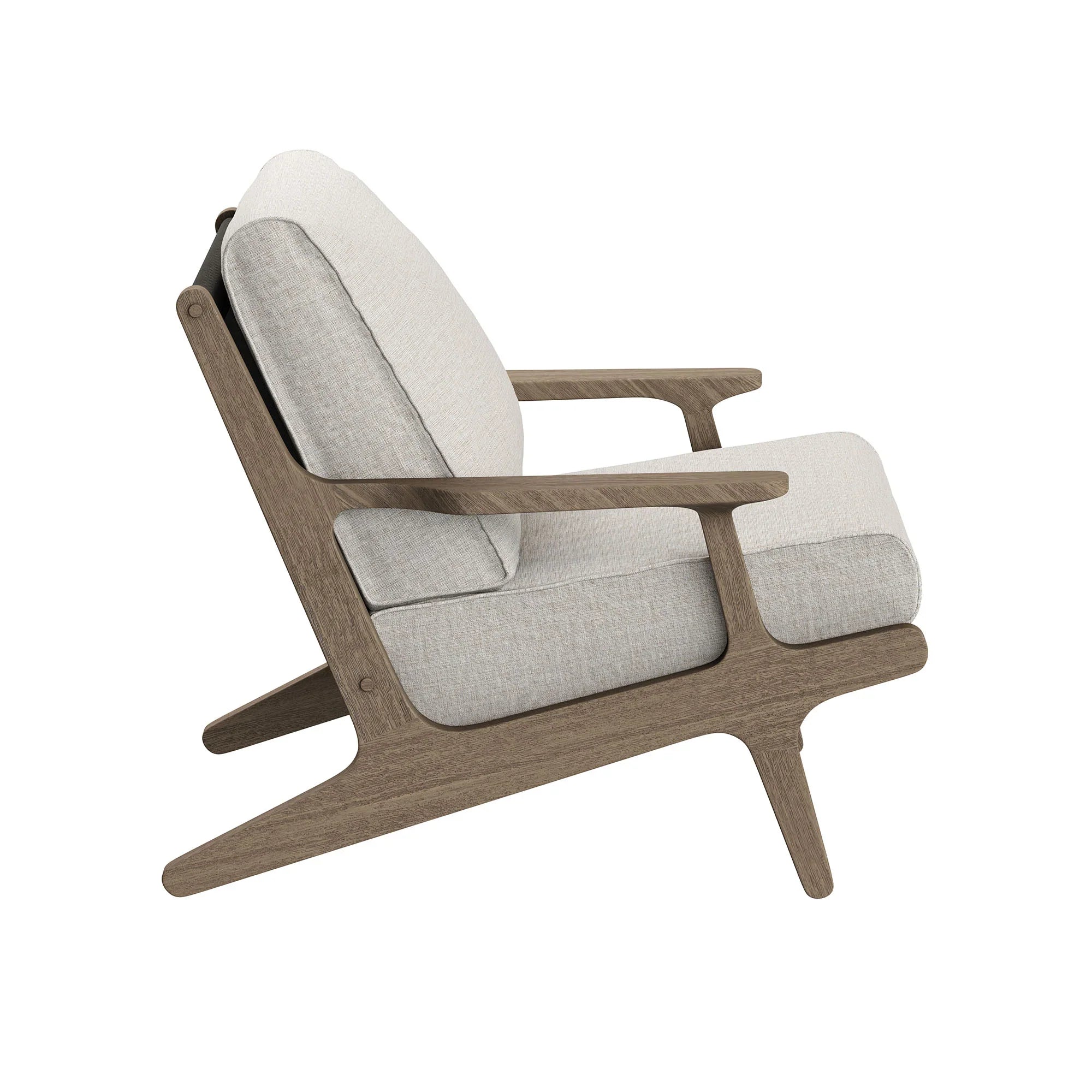 Saratoga Outdoor Patio Teak Wood Chair and Ottoman Set in Weathered