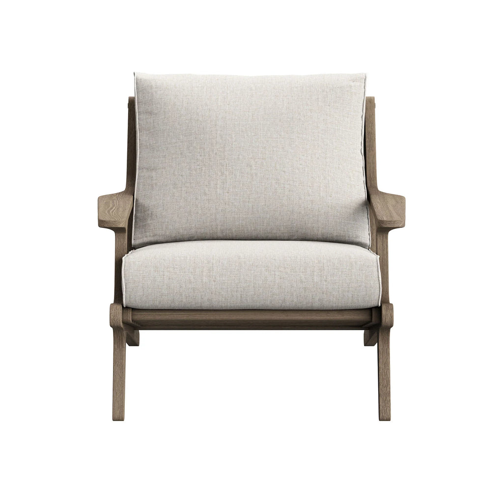 Saratoga Outdoor Patio Teak Wood Chair and Ottoman Set in Weathered