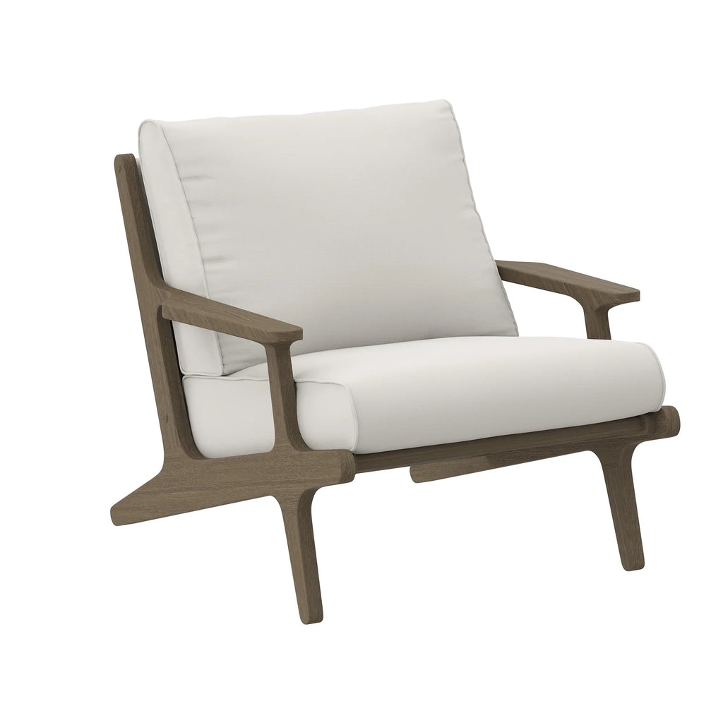 Saratoga Outdoor Patio Teak Wood Chair and Ottoman Set in Weathered