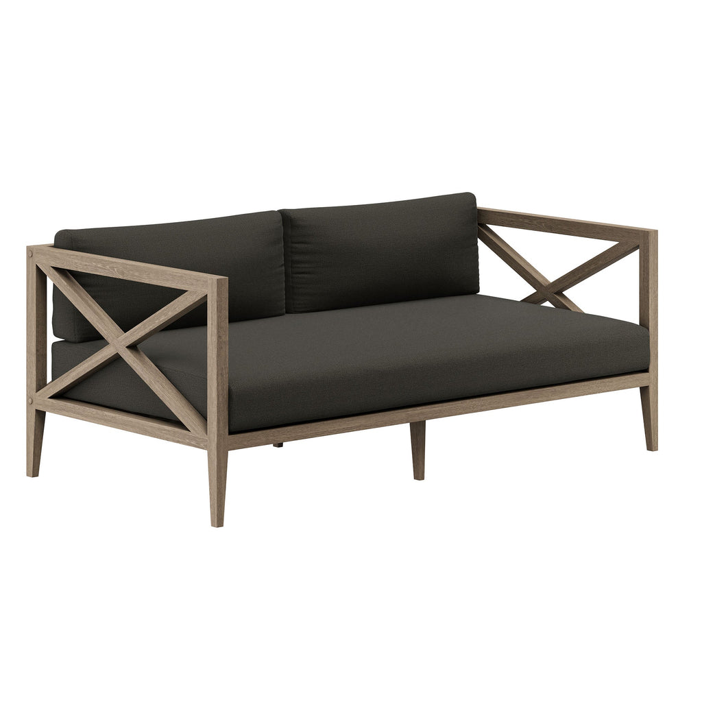 Northlake Outdoor Teak Wood Loveseat and Ottoman Set