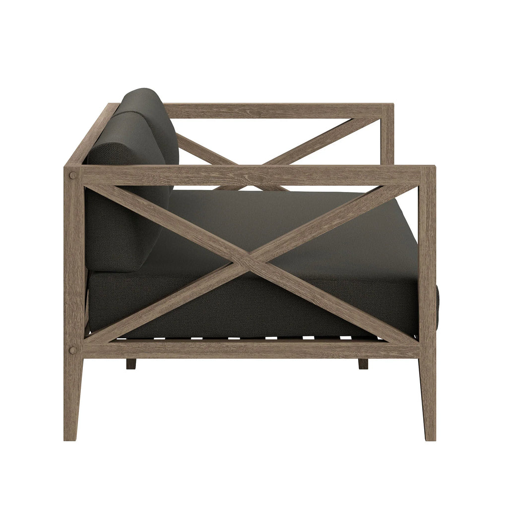 Northlake Outdoor Teak Wood Loveseat and Ottoman Set