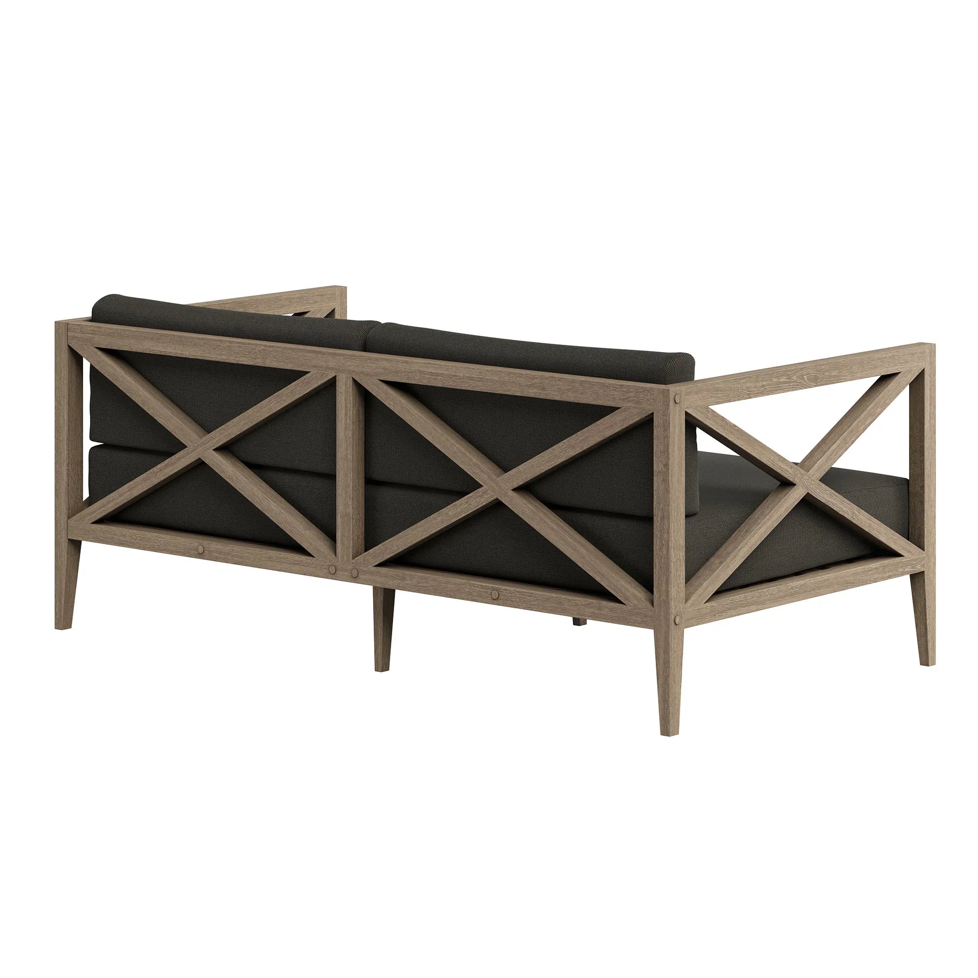 Northlake Outdoor Patio Teak Loveseat in Weathered Gray White
