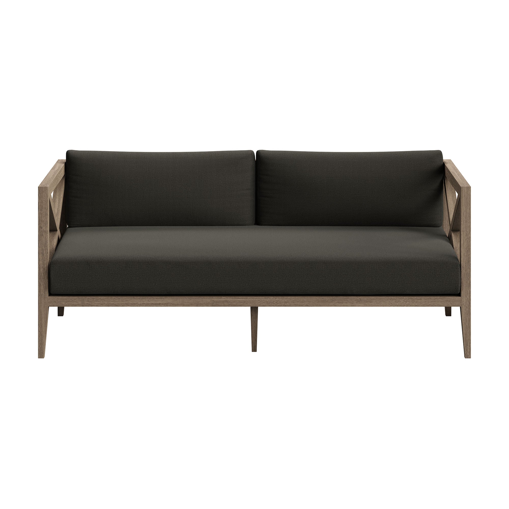 Northlake Outdoor Patio Teak Loveseat in Weathered Gray White