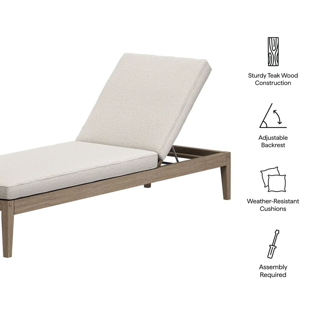 Northlake Outdoor Teak Chaise Lounge