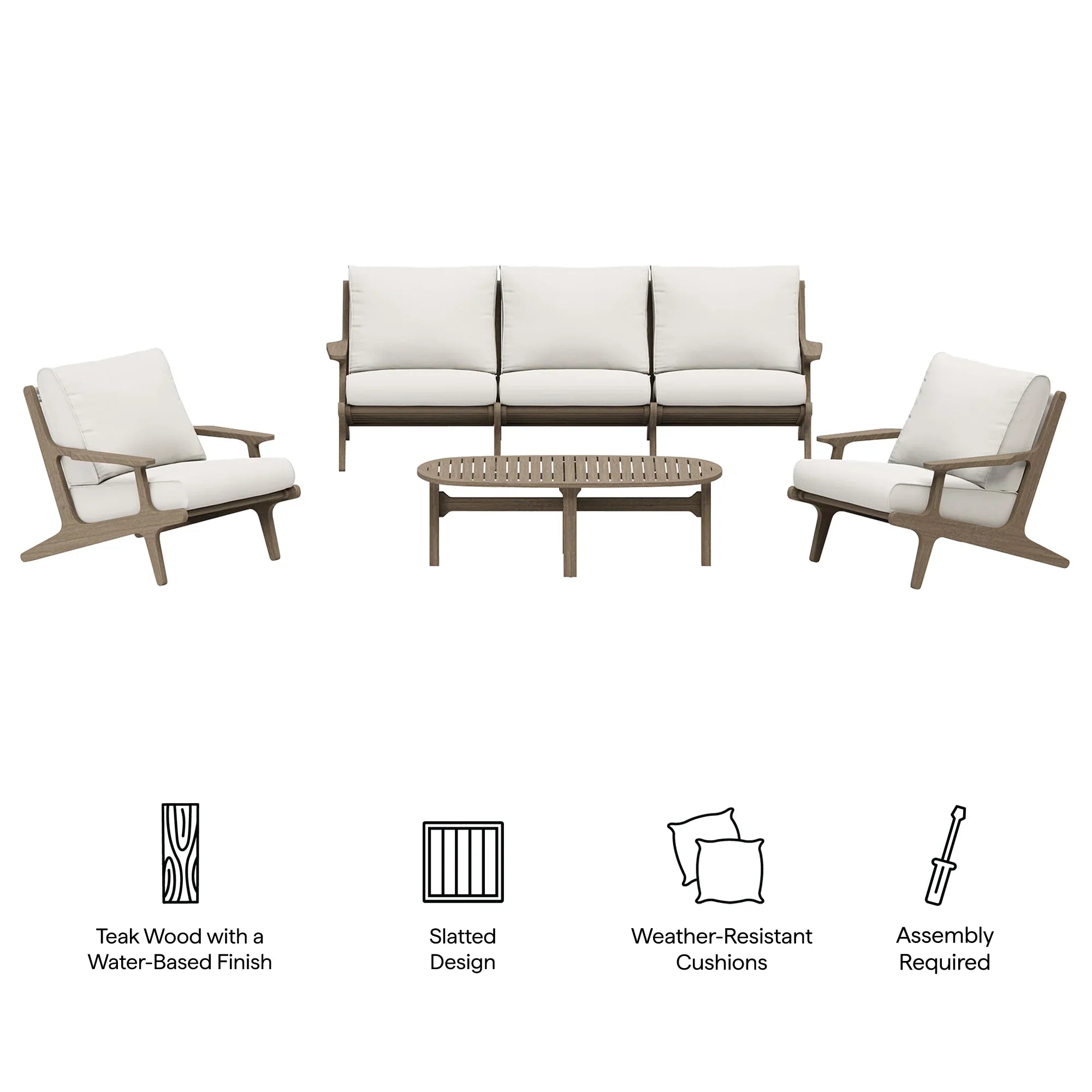 Saratoga 4-Piece Outdoor Teak Wood Furniture Set