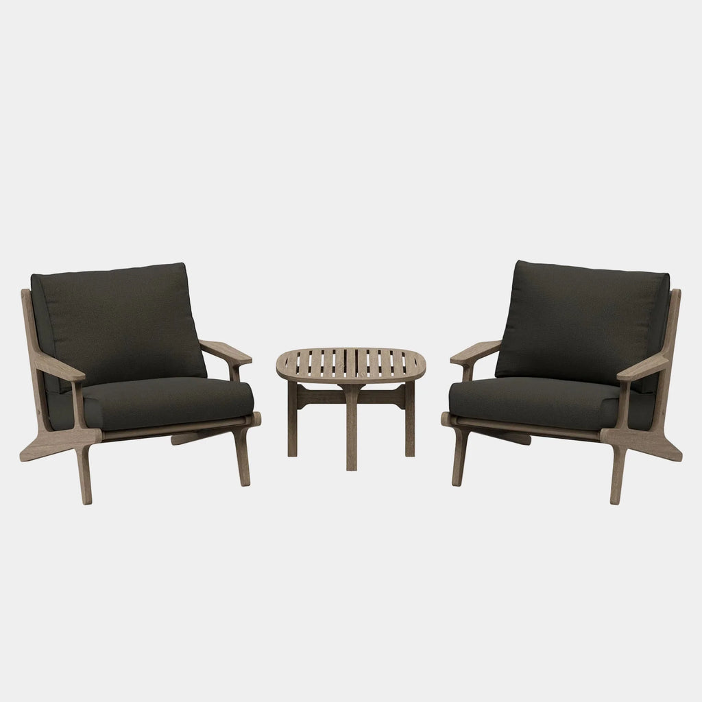 Saratoga 3-Piece Outdoor Teak Wood Furniture Set with Lounge Chairs and Side Table