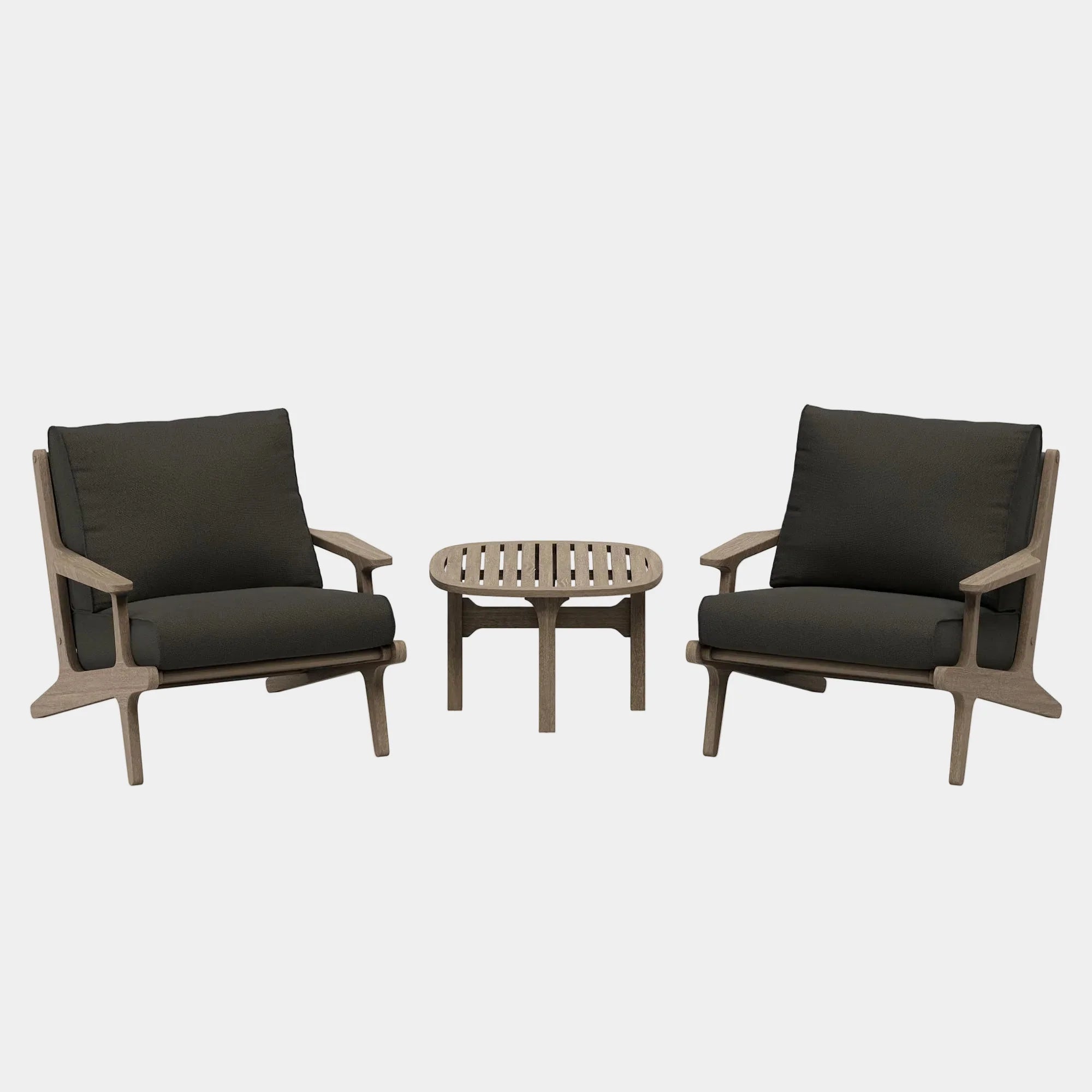 Saratoga 3-Piece Outdoor Teak Wood Furniture Set with Lounge Chairs and Side Table
