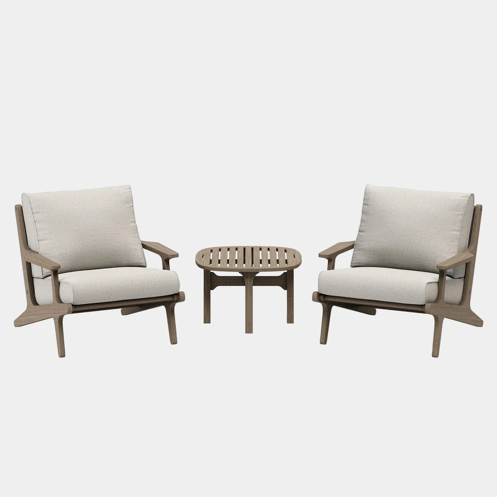 Saratoga 3-Piece Outdoor Teak Wood Furniture Set with Lounge Chairs and Side Table