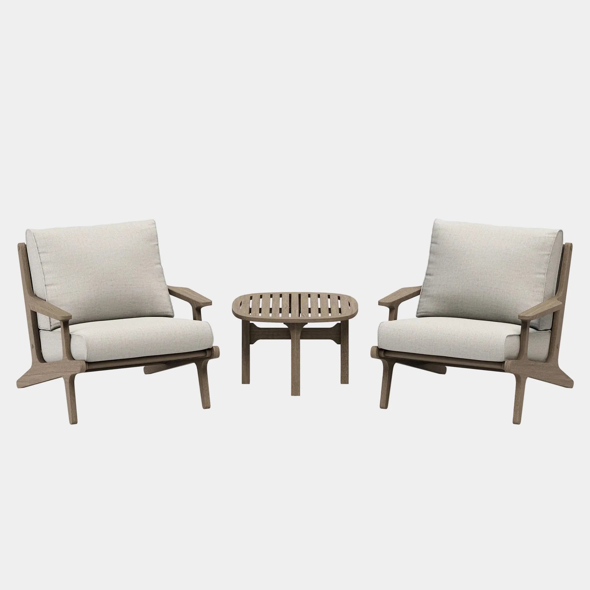 Saratoga 3-Piece Outdoor Teak Wood Furniture Set with Lounge Chairs and Side Table