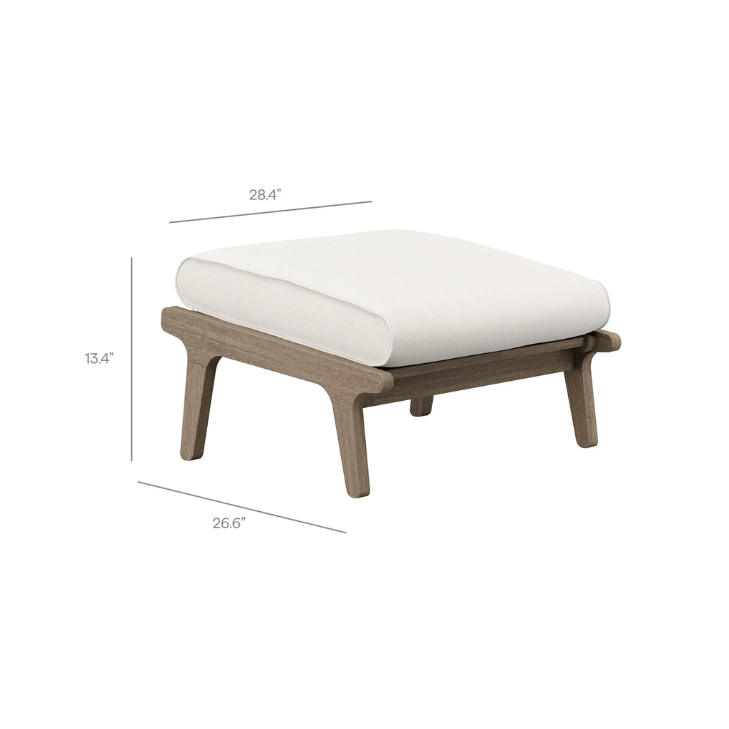 Saratoga Outdoor Patio Teak Wood Chair and Ottoman Set in Weathered