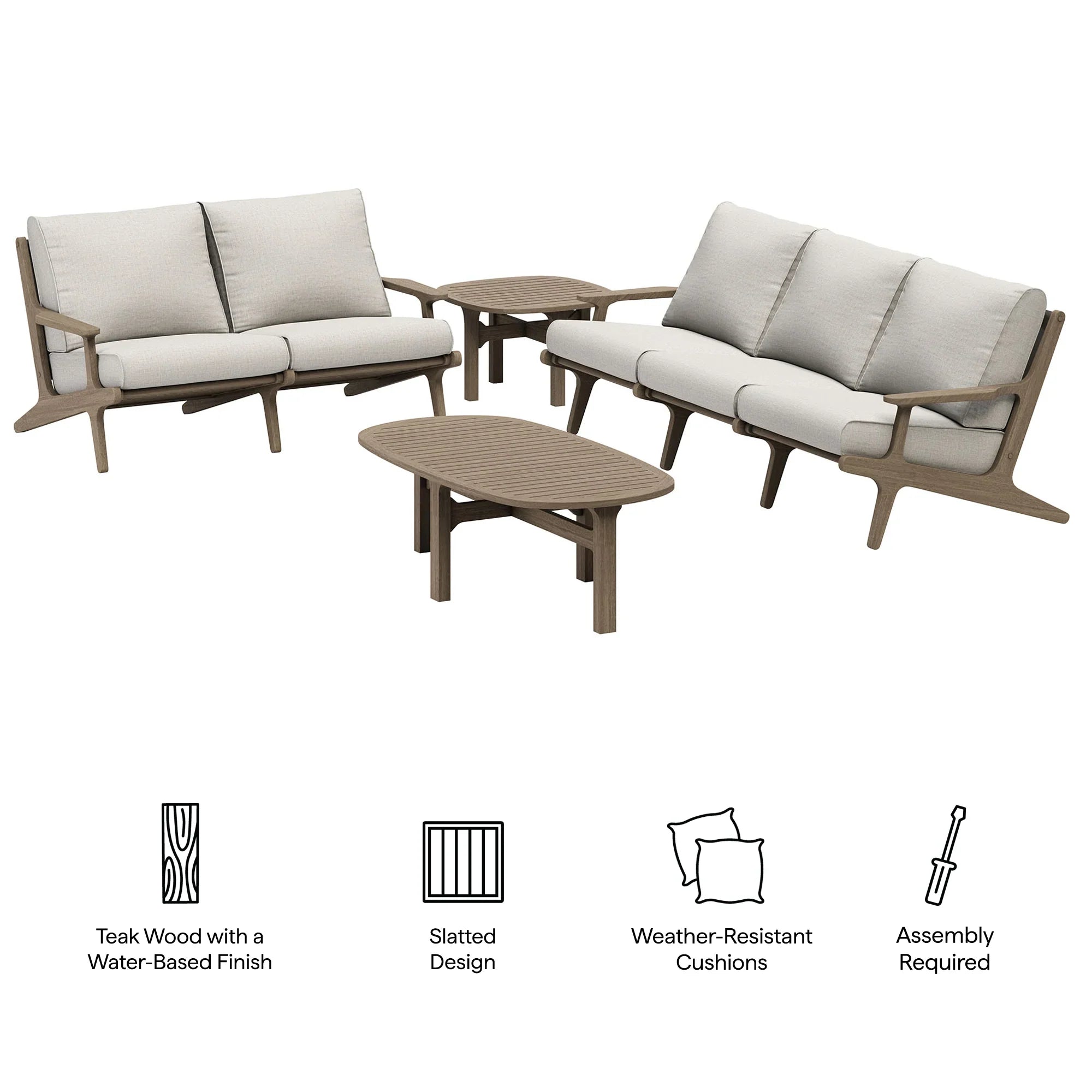 Saratoga 4-Piece Outdoor Teak Wood Furniture Set