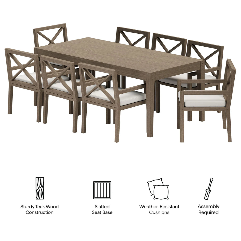 Northlake 9-Piece Outdoor Teak Wood Dining Set