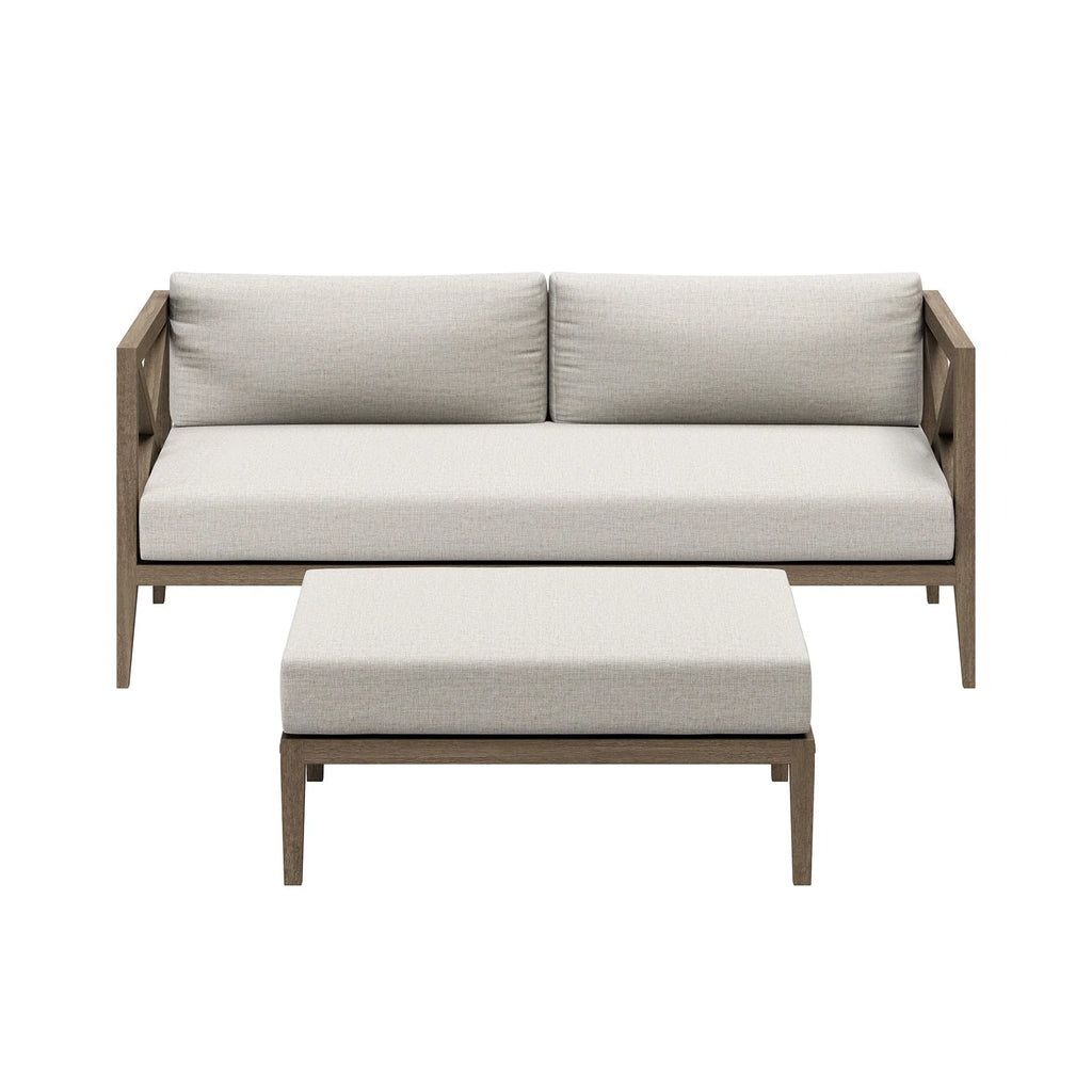 Northlake Outdoor Teak Wood Loveseat and Ottoman Set