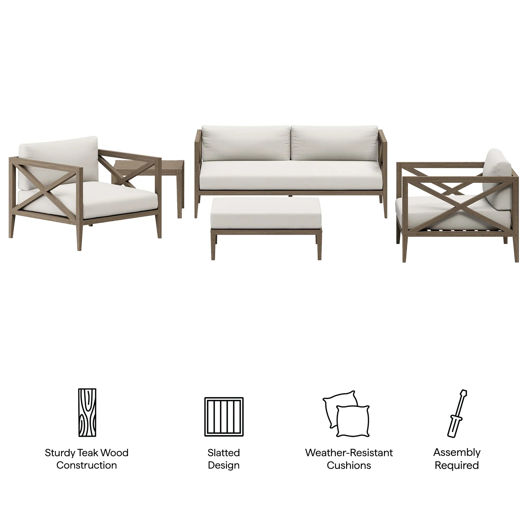 Northlake 5-Piece Outdoor Teak Wood Furniture Set