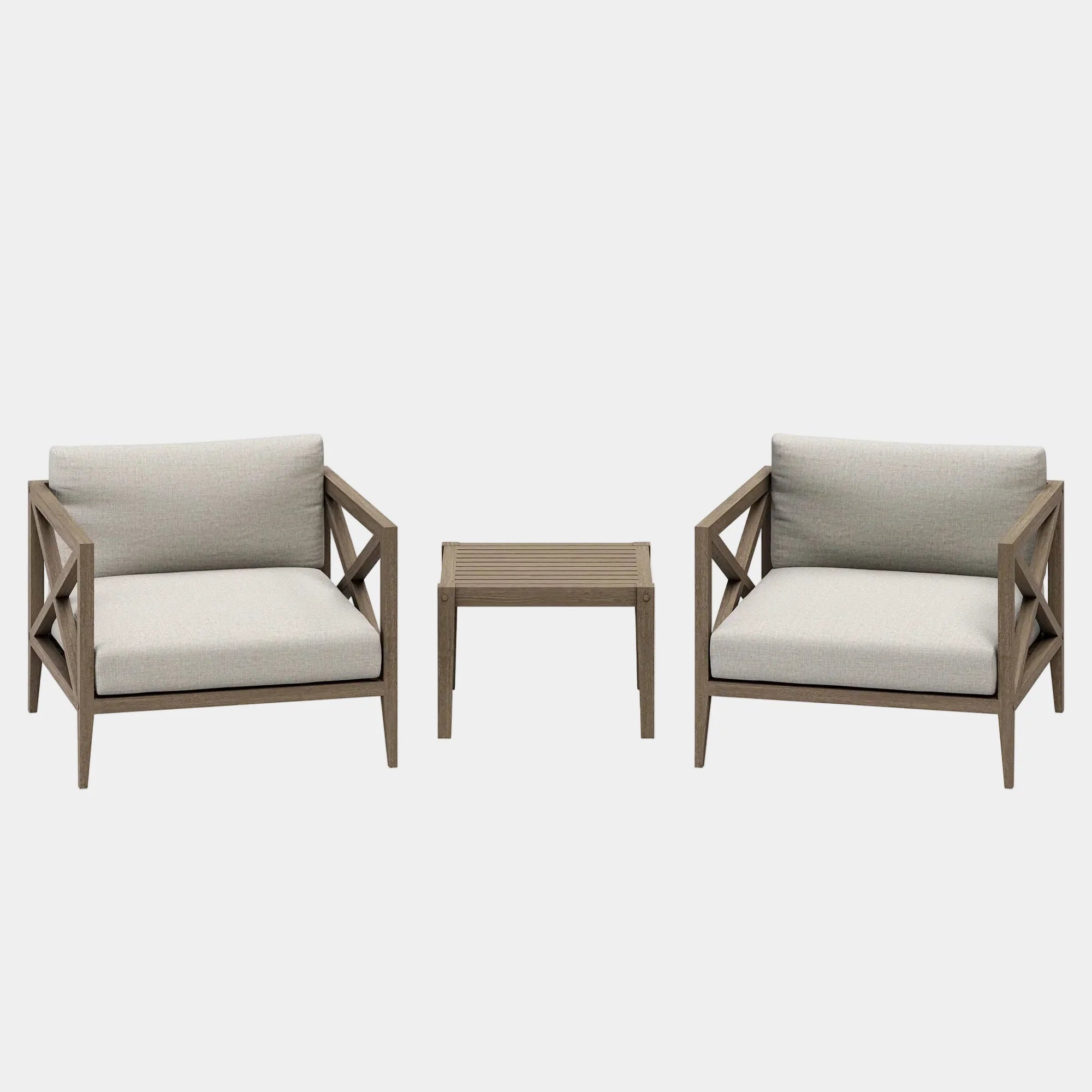 Northlake 3-Piece Outdoor Teak Wood Furniture Set with Armchair and Side Table
