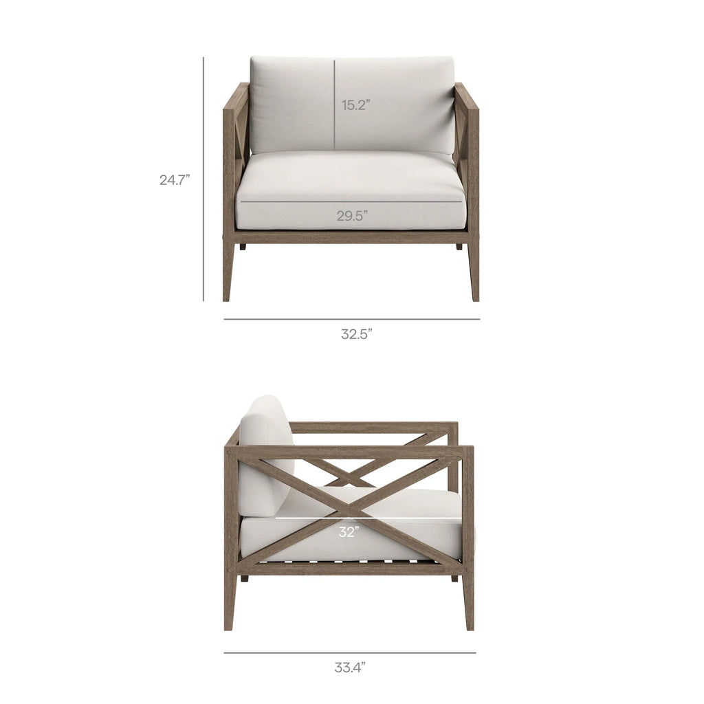 Northlake 3-Piece Outdoor Teak Wood Furniture Set with Armchair and Side Table
