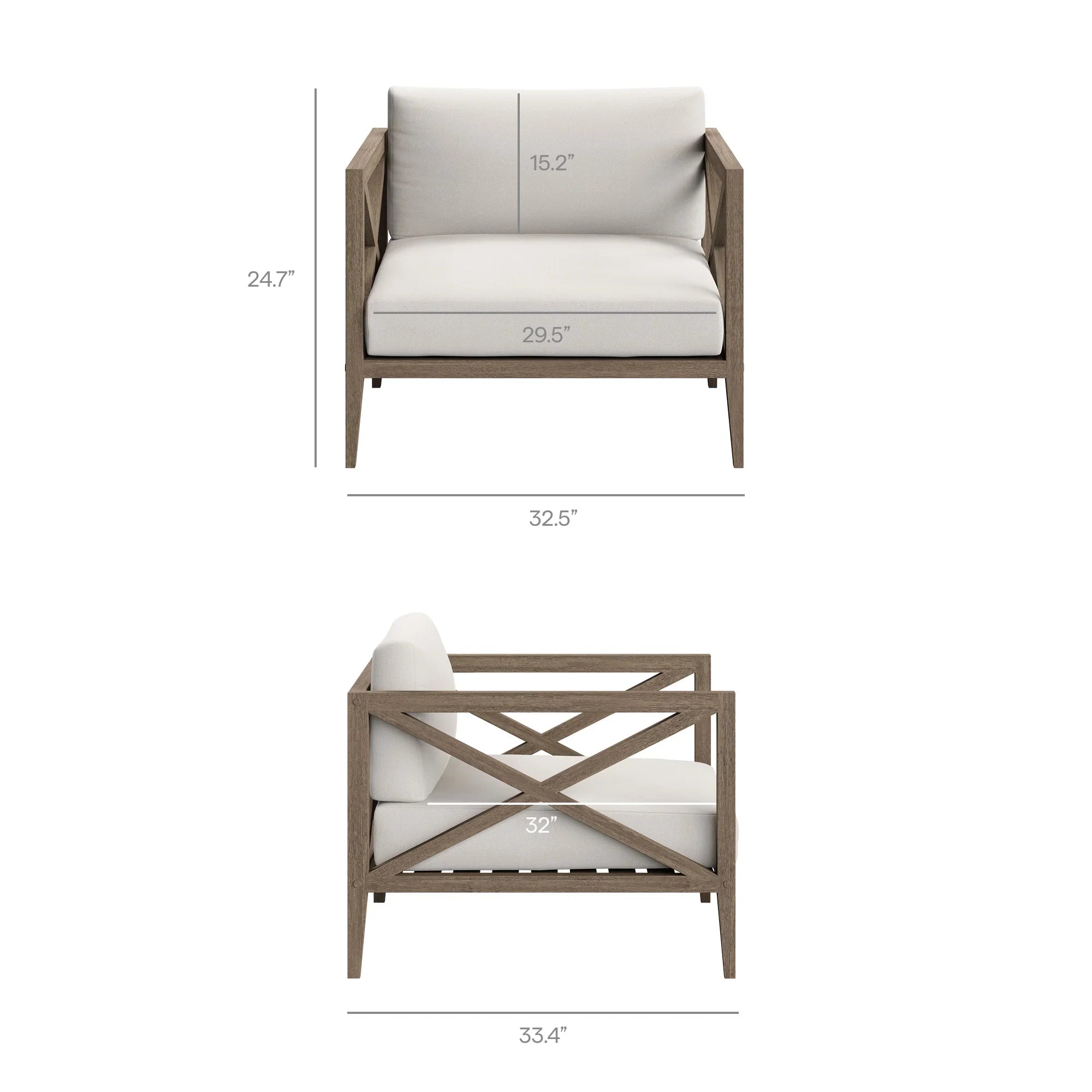 Northlake 3-Piece Outdoor Teak Wood Furniture Set with Armchair and Side Table