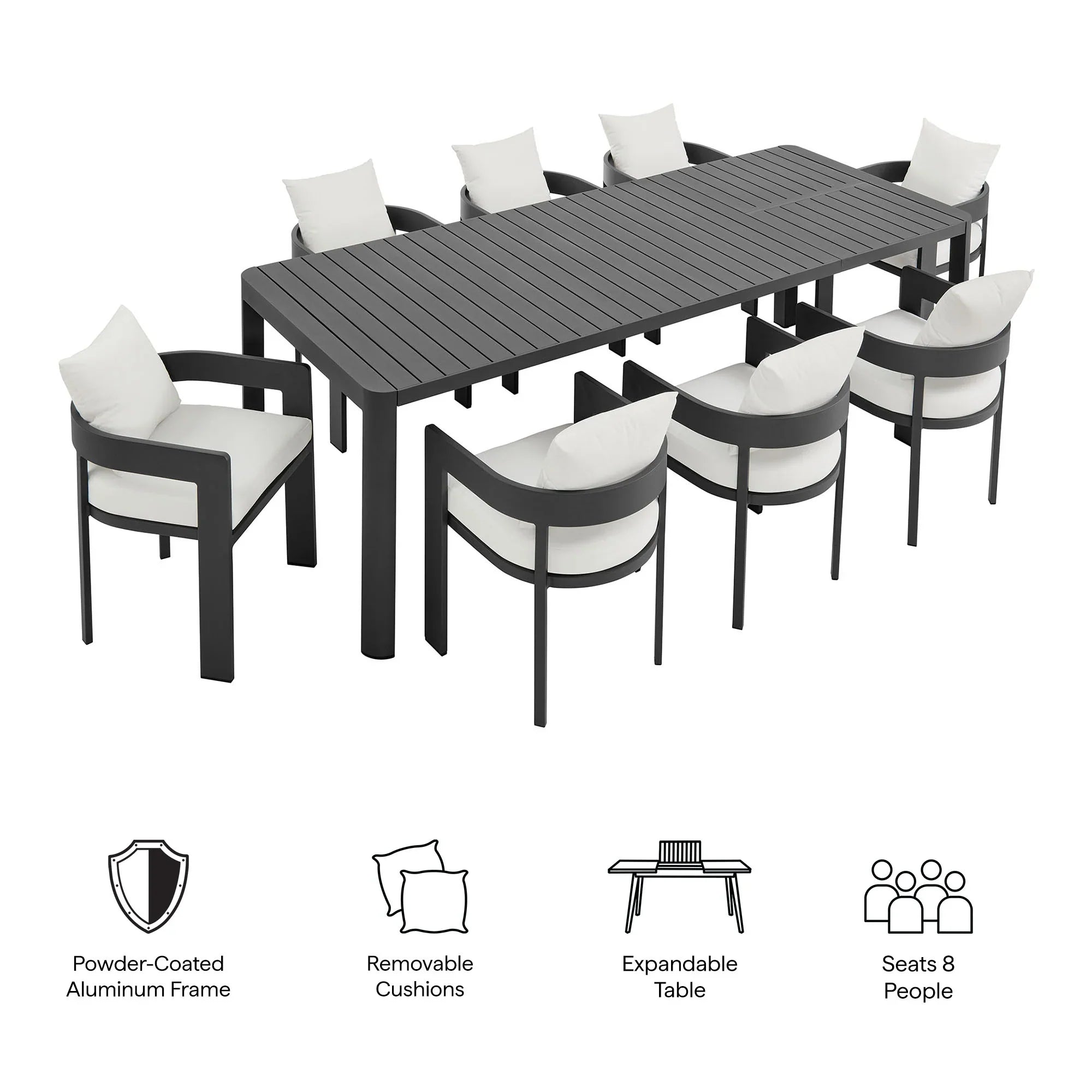 Tahoe 9-Piece Outdoor Patio Aluminum Dining Set