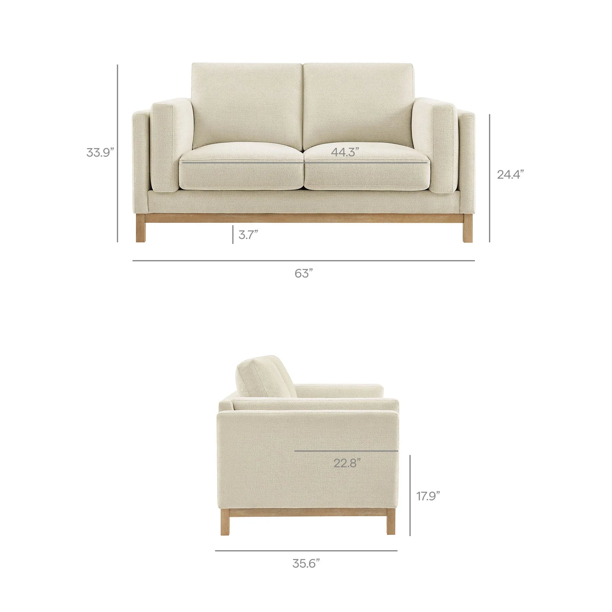 Roscoe 63 inch Fabric Loveseat